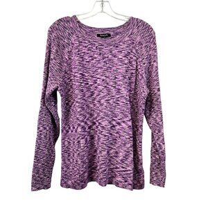 Relativity Women’s Round Neck Long Sleeve Pullover Sweater Purple Space Dye 2X
